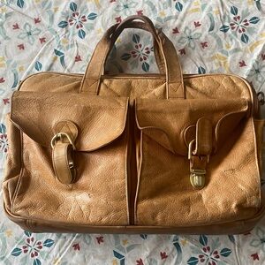 Vintage Boulder Ridge Messenger Bag Distressed Tan Soft Leather Mens